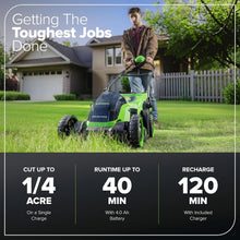 Load image into Gallery viewer, Powerful 40V 14'' Push Mower - Includes 4.0Ah Battery &amp; Charger, 3 Year Warranty
