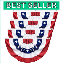 Load image into Gallery viewer, Vivid 4 Pack American Bunting Flags - Perfect for Memorial Day &amp; Holidays