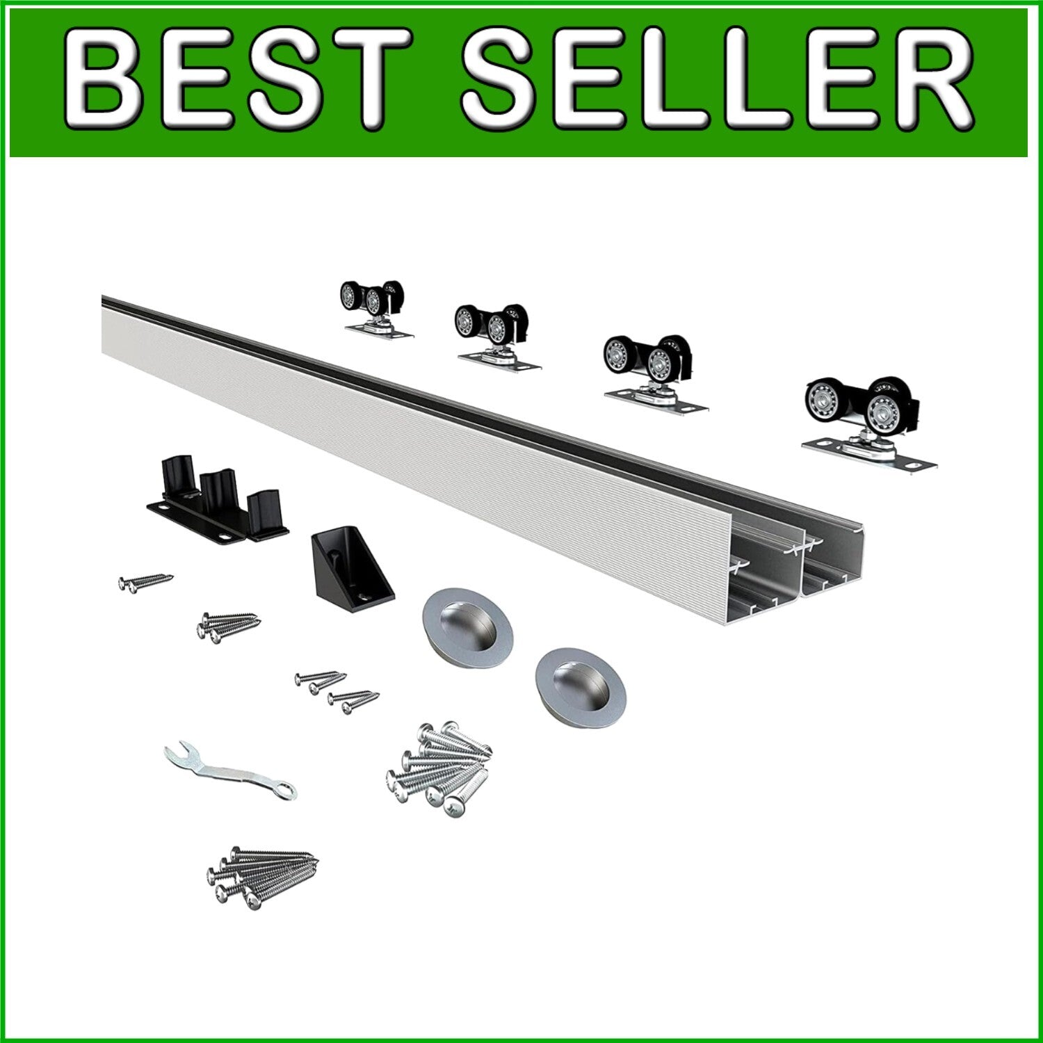 72" Aluminum Sliding Closet Door Hardware Set - Smooth & Quiet Operation