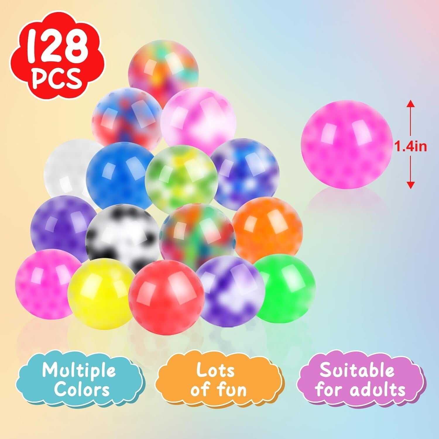 Soft Squishy Fidget Balls - 128 Pack of Anti-Anxiety Stress Relievers for Adults