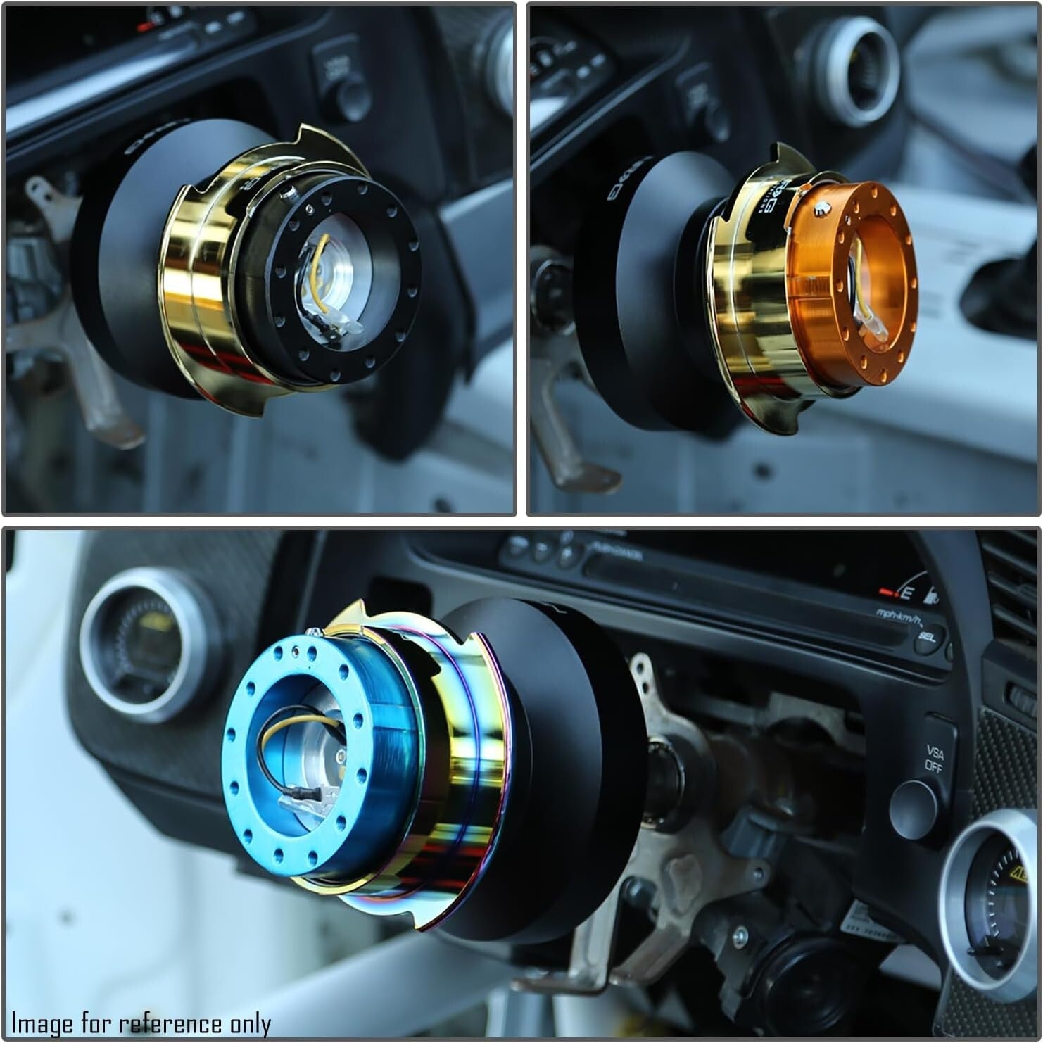 Universal 6-Bolt Steering Wheel Quick Release Kit - Black Body, Neo Chrome Ring