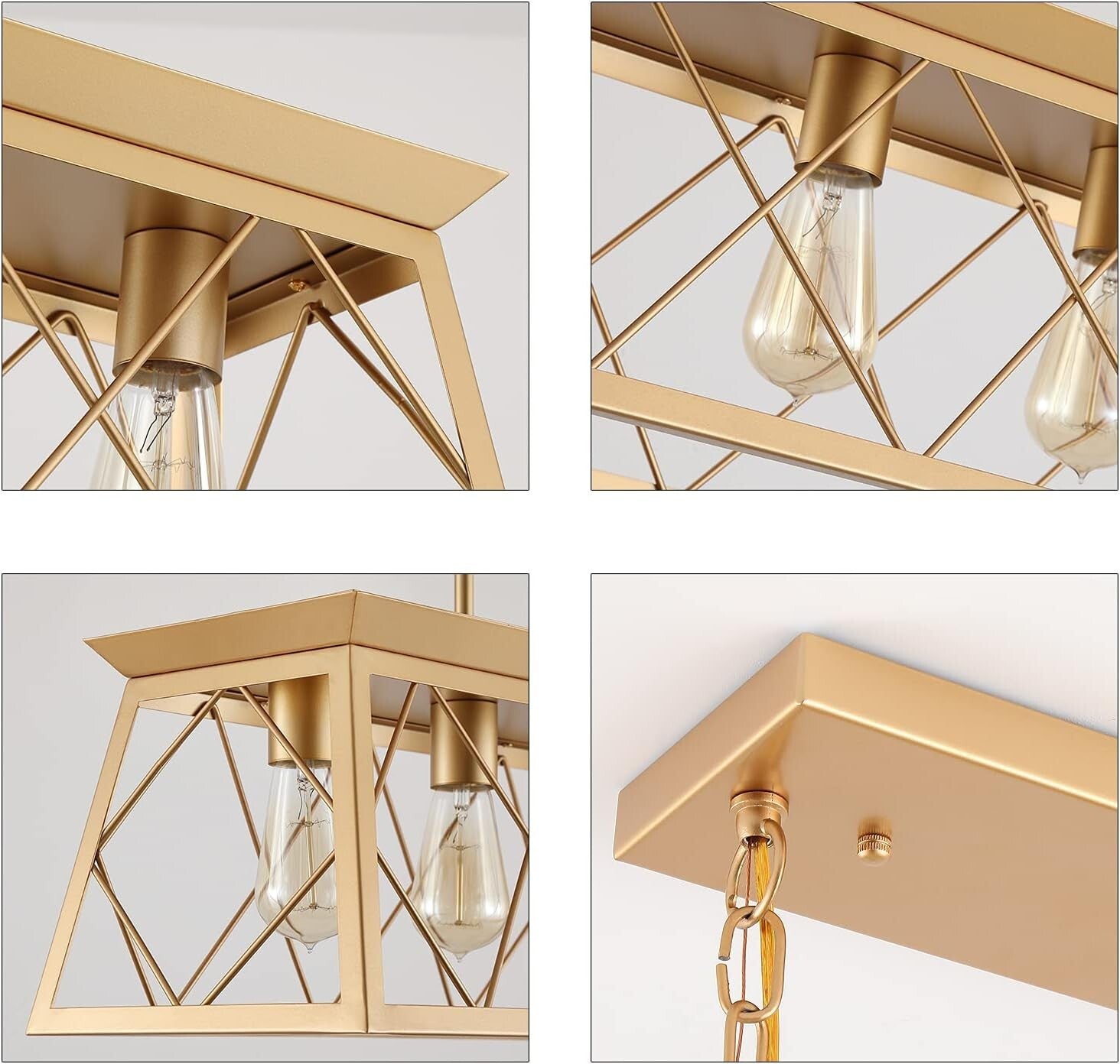 Adjustable 5-Light Gold Farmhouse Chandelier for Living Room and Dining Areas