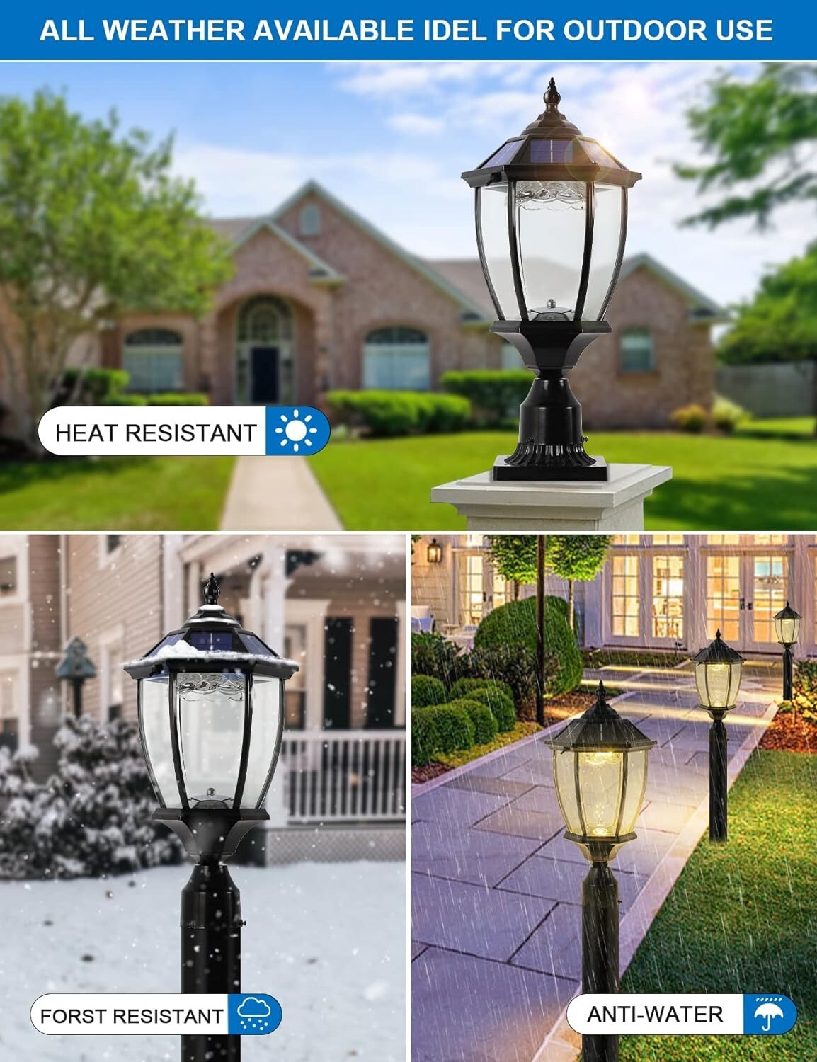 Elegant Solar Lamp Post Light with Dual Color for Patio & Garden Ambiance