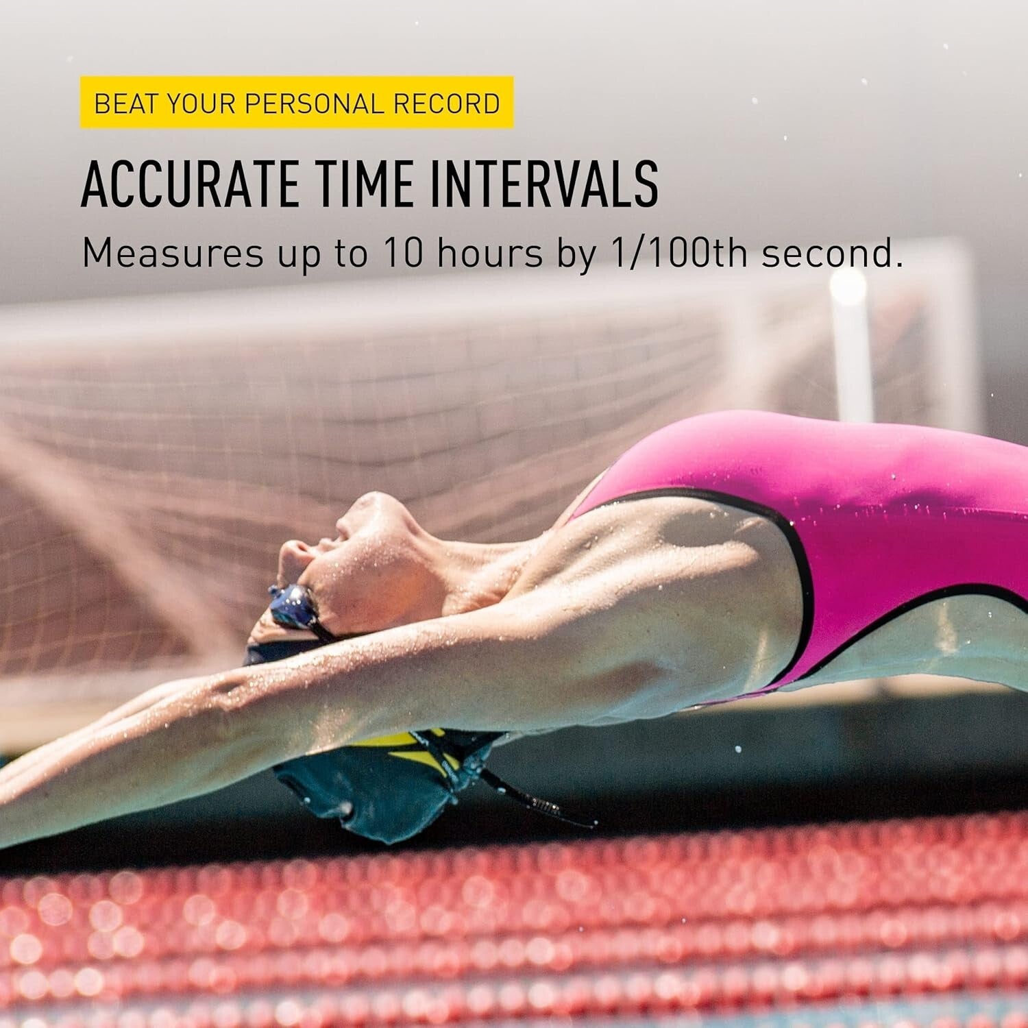 Precision Swimming Stopwatch - Waterproof, 3x300 Memory & Stroke Rate Mode