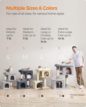 Load image into Gallery viewer, Smoky Gray 26.4-Inch Cat Tree with 2 Caves and Large Perch - Ideal for Kittens