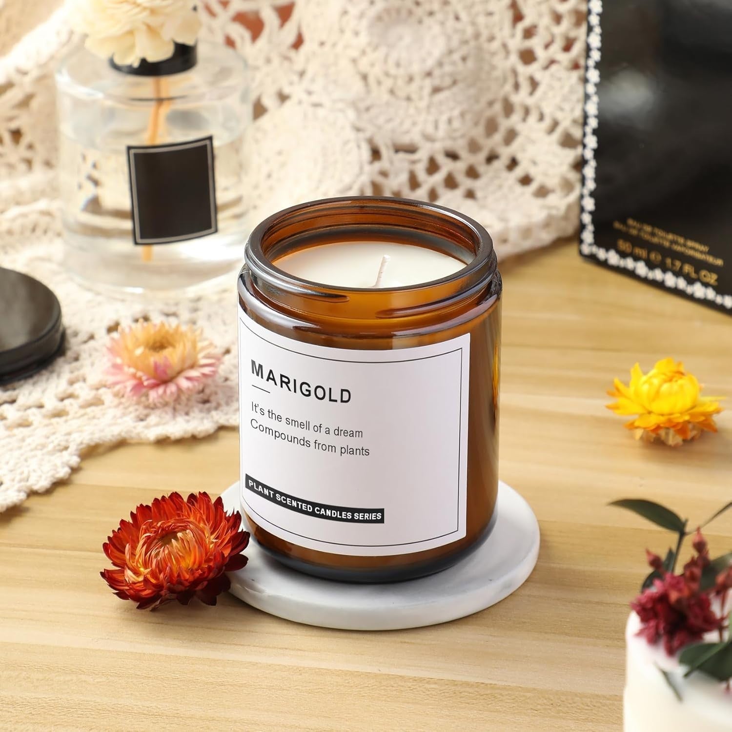 24-Pack Amber Glass Jars with Airtight Black Lids - Perfect for Candle Making