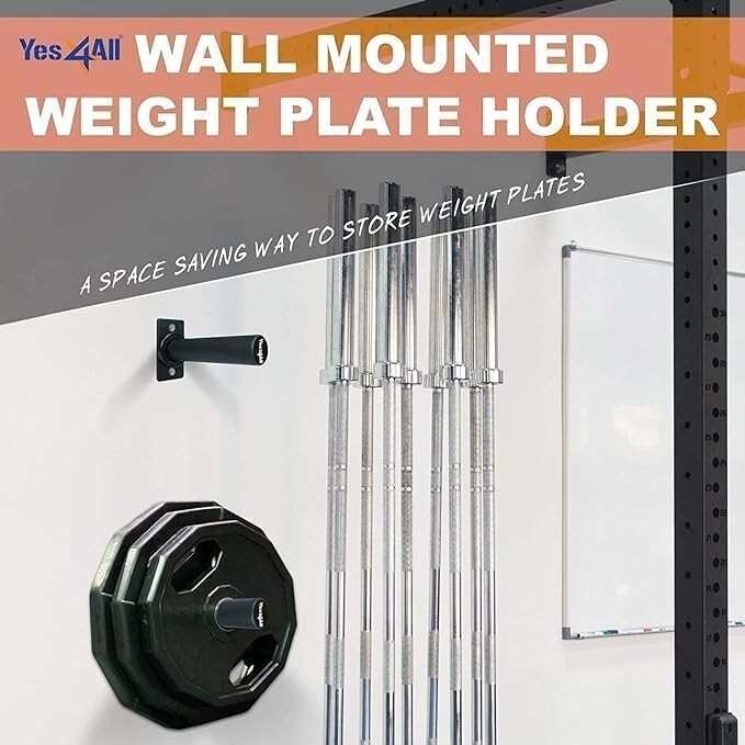 Compact Olympic Weight Plate Holder with Heavy-Duty Wall Mount - 550lb Capacity