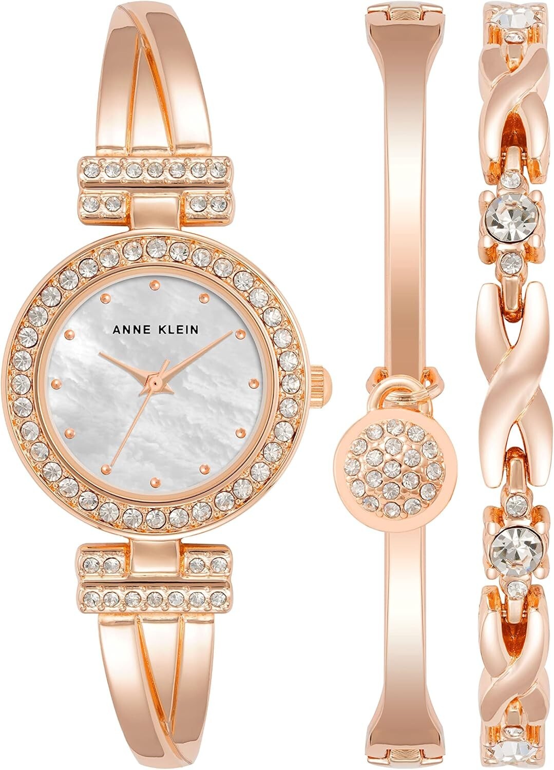 Women’s Adjustable Crystal Bangle Watch & Two Bracelets Set – Chic and Stylish