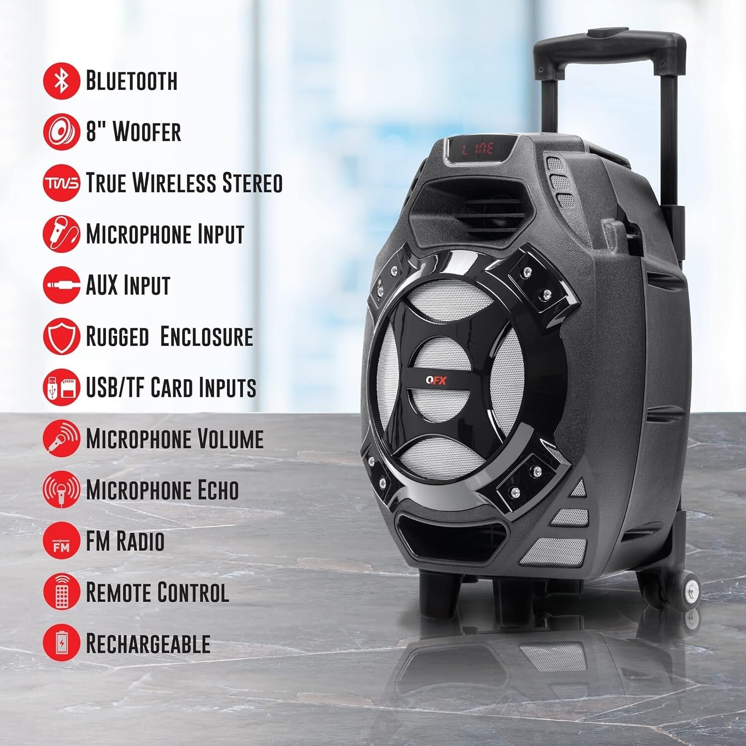 Compact Portable Music Speaker with Bluetooth & FM Radio - Ideal for Any Event