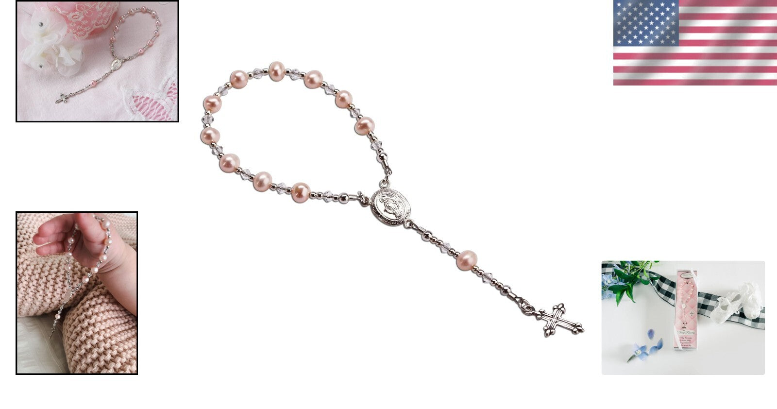 Special Occasion Sterling Silver Pink Baby Rosary - Elegant Christening Keepsake