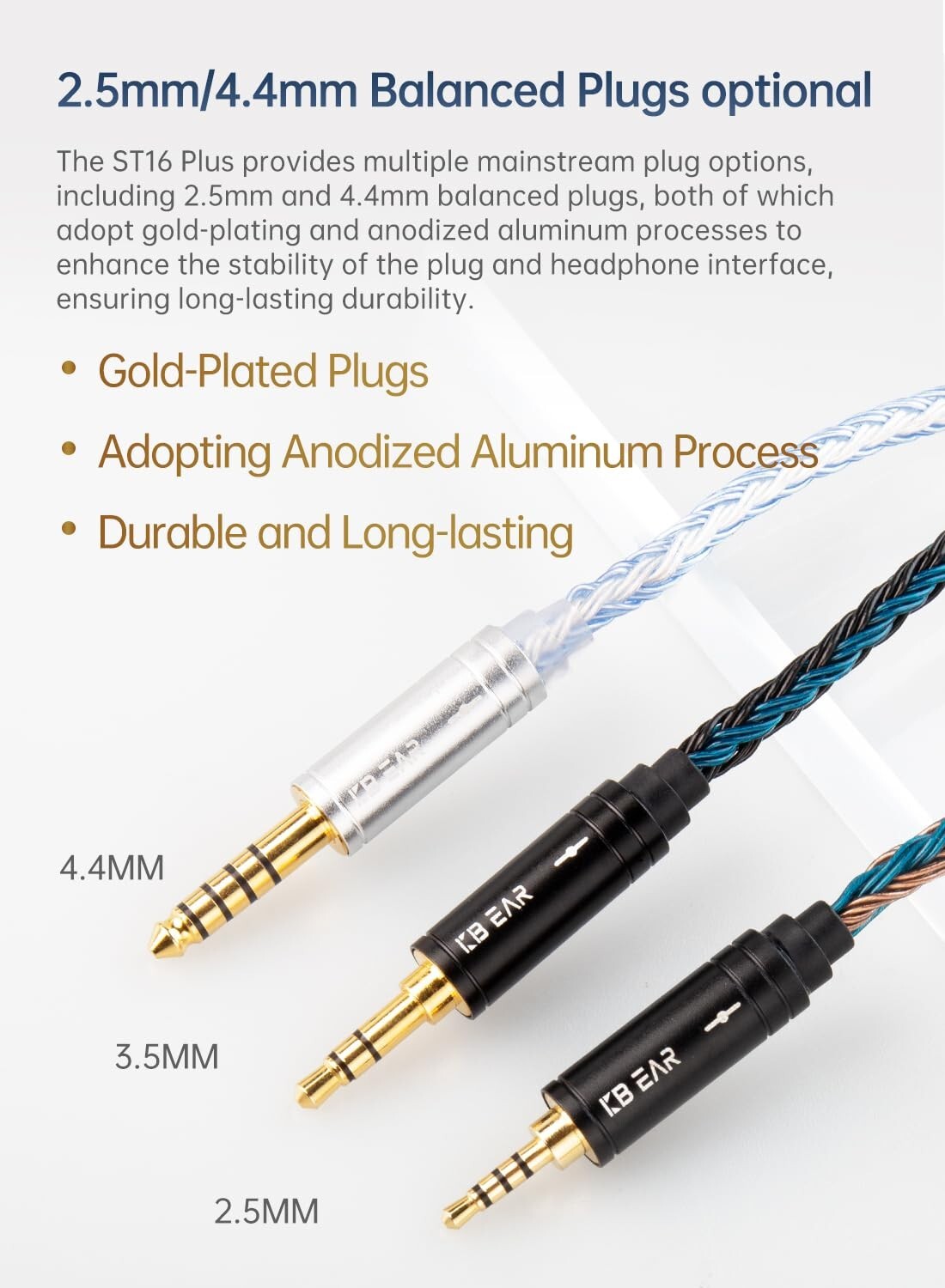 Black-Blue 2M IEM Cable - High Purity Copper-Silver, Perfect for Music Lovers