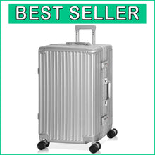 Load image into Gallery viewer, Fashionable Silver 24-In Aluminium Frame Suitcase with TSA Lock &amp; Spinner Wheels