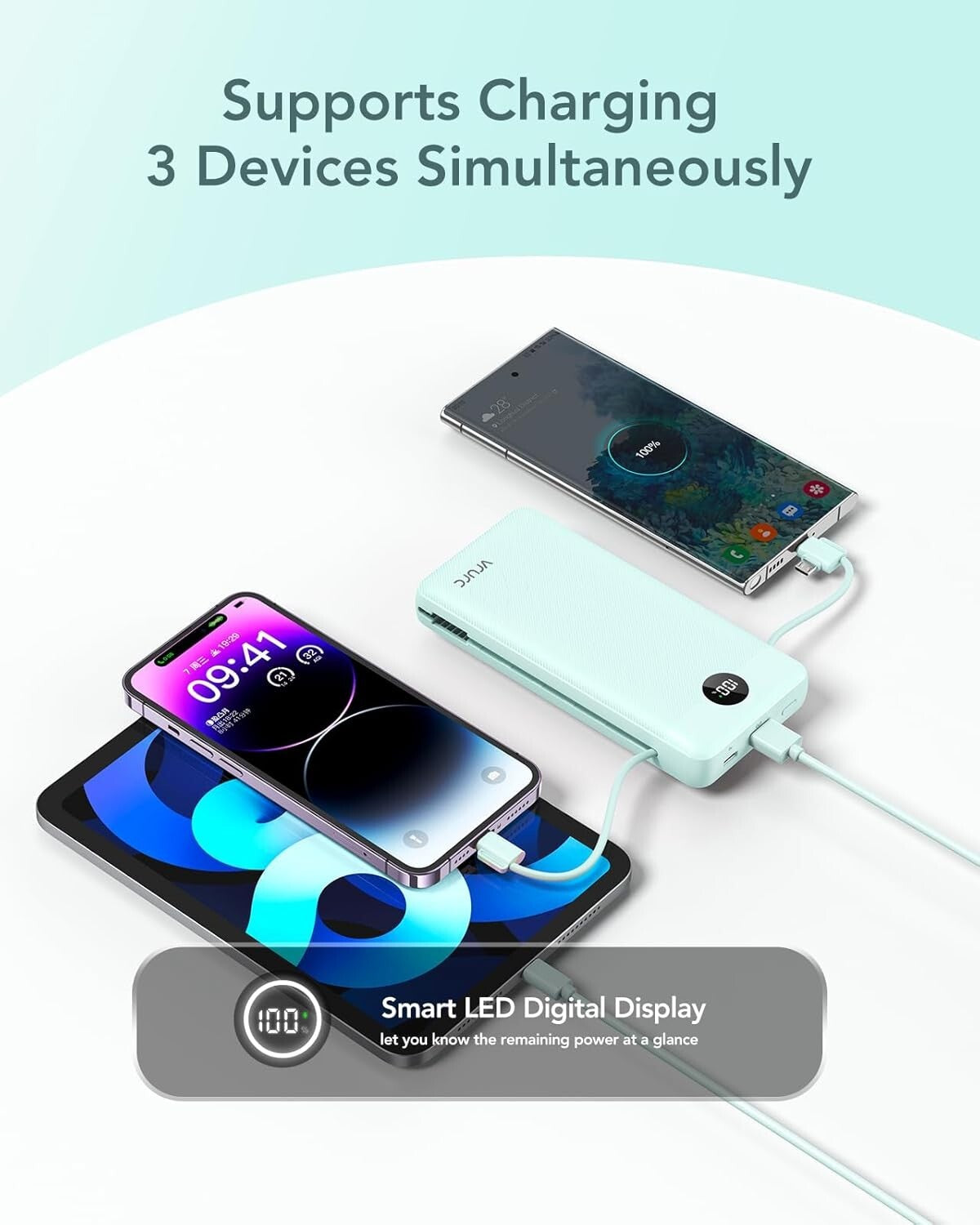 Green Travel Power Bank 20000mAh with Fast Charge & Smart Display for Devices