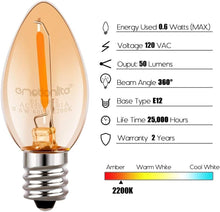 Load image into Gallery viewer, 30 Amber LED Night Light Bulbs, E12 Base &amp; 360° Illumination – Warm 2200K Glow