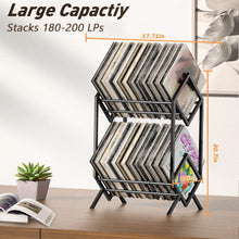 Load image into Gallery viewer, Stylish 2-Tier Vinyl Record Storage Rack for 200 Albums - Matte Black Finish