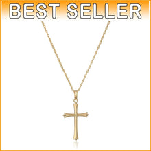 Load image into Gallery viewer, Handcrafted 14k Gold-Filled Cross Pendant Necklace - Polished, 18 Inches Long
