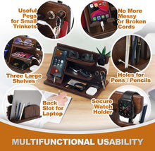 Load image into Gallery viewer, Multifunctional Wood Phone Docking Station - Elegant Organizer in Chestnut Brown