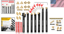 Load image into Gallery viewer, Robust 21-Pc Lathe Turning Tool Set: 7 Holders, 14 Inserts - Patent Pending