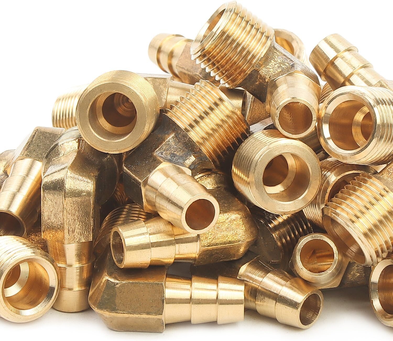 Bulk 90-Degree Elbow Brass Barb Fitting - 1/4 ID Hose x 1/8 Male NPT (400 Pack)