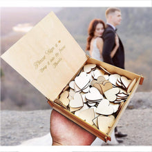 Load image into Gallery viewer, Unique Wooden Guest Book with Hearts &amp; Stand - Perfect for Weddings &amp; Parties