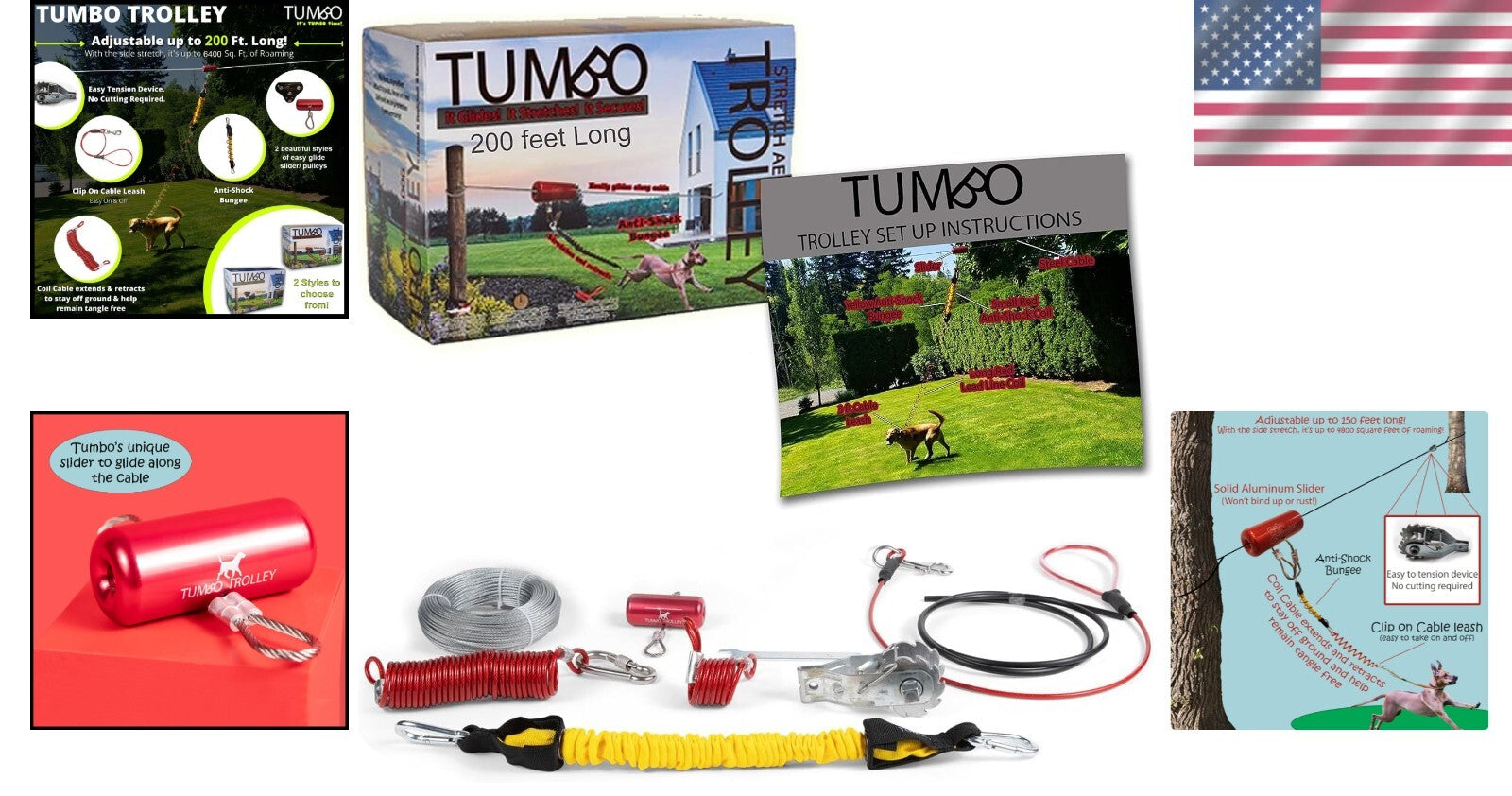 Durable 150ft Aerial Dog Trolley System - Ideal for Small and Large Breeds