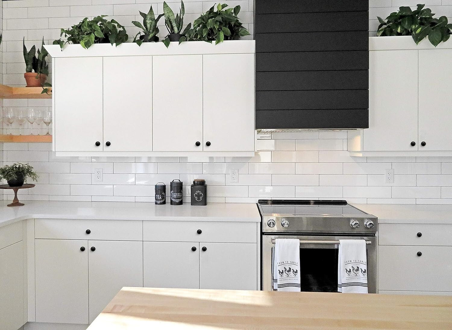 Universal Round 1-1/4 Inch Matte Black Knobs for Cabinets & Dressers - 40 Pack