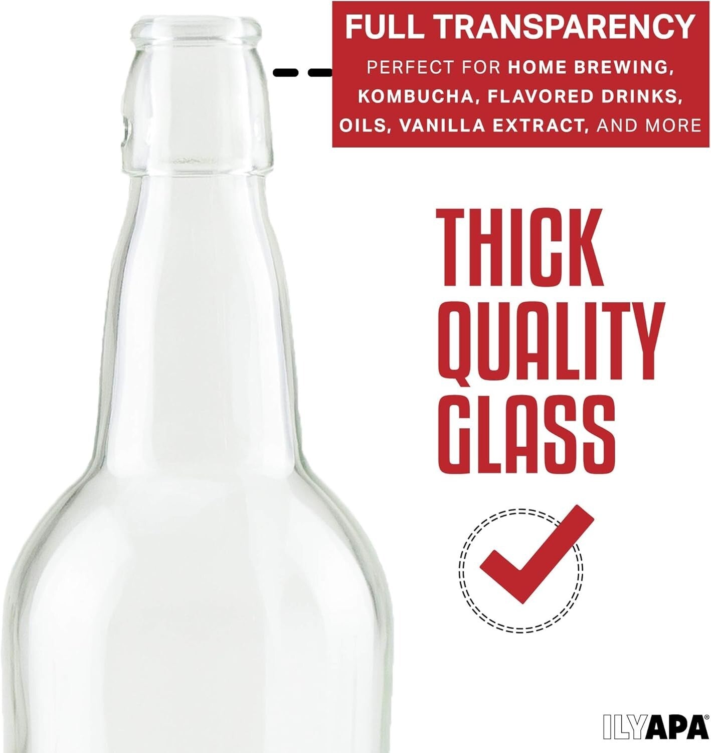 Heavy-Duty 16 oz Clear Swing Top Glass Bottles - Ideal for DIY Brewing Projects