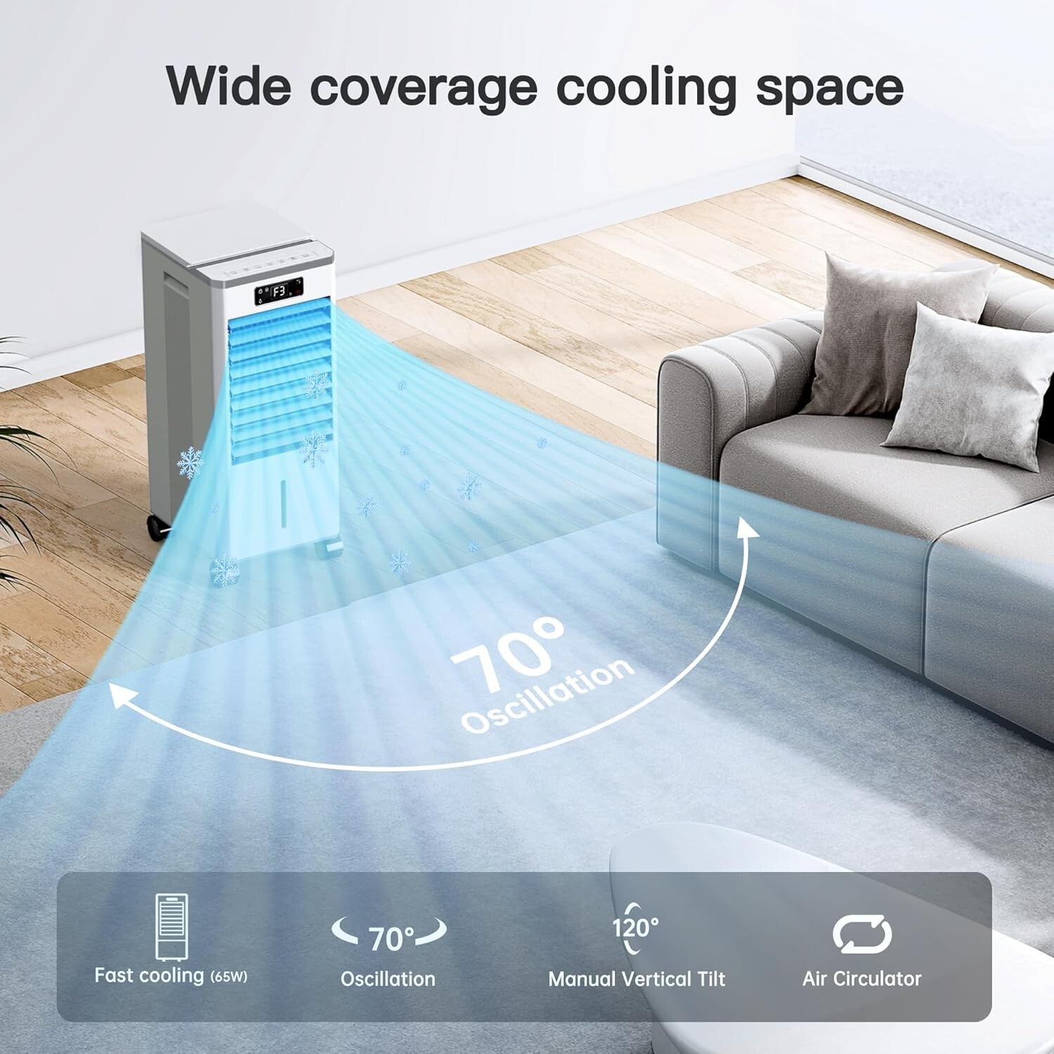 2-Gallon Evaporative Cooler with Auto Mode & Energy Savings for Ultimate Comfort