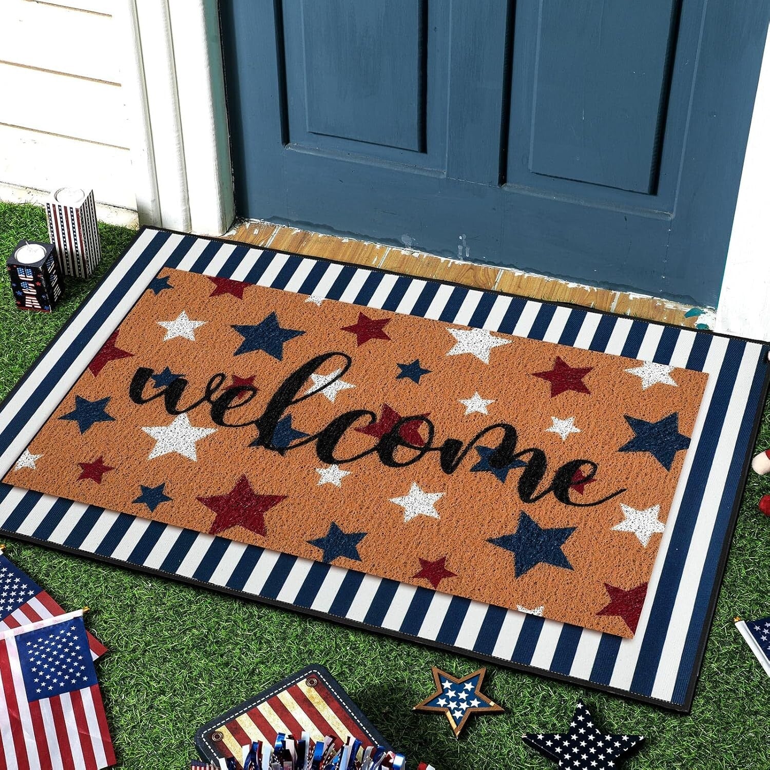 2 Pcs Patriotic 4th of July Non-Slip Welcome Doormat Set for Stylish Entrances