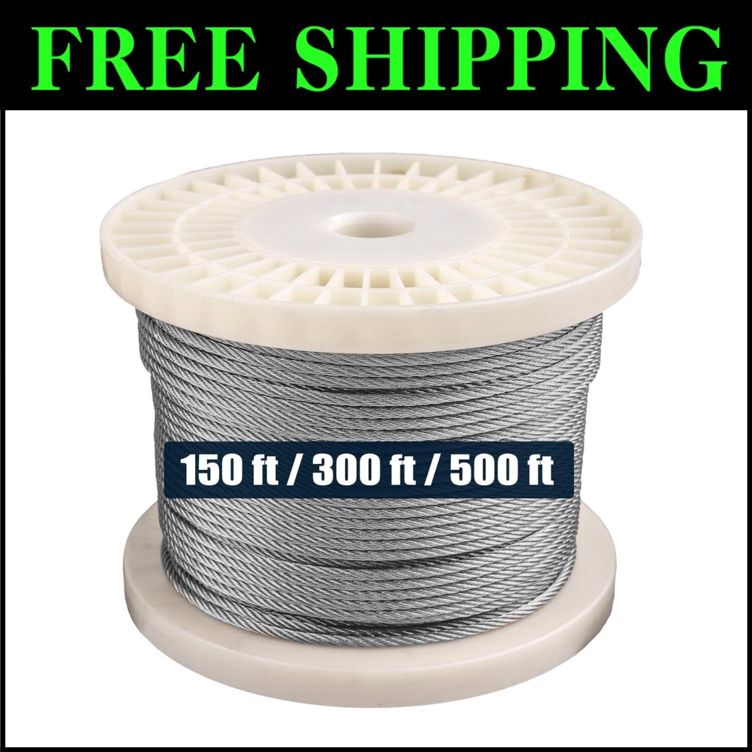 500ft 1/8" 316 Stainless Steel Wire Rope - Perfect for Deck Railing Systems