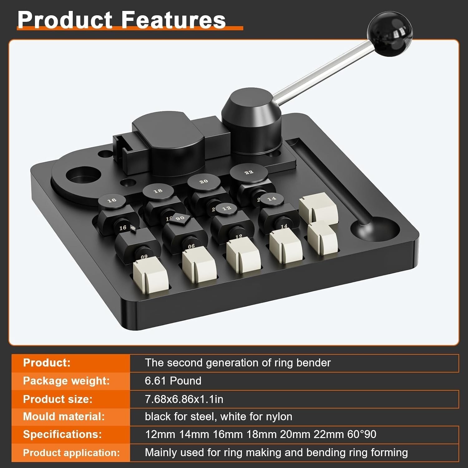 Durable Solid Steel Ring Bending Set with Nylon and Iron Dies for Custom Crafts