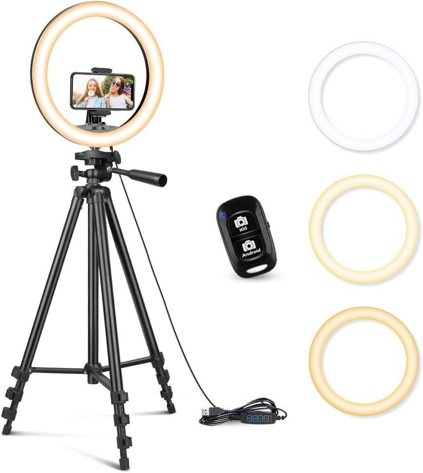 12'' LED Ring Light with Extendable 50'' Tripod Stand - Perfect for YouTube &...