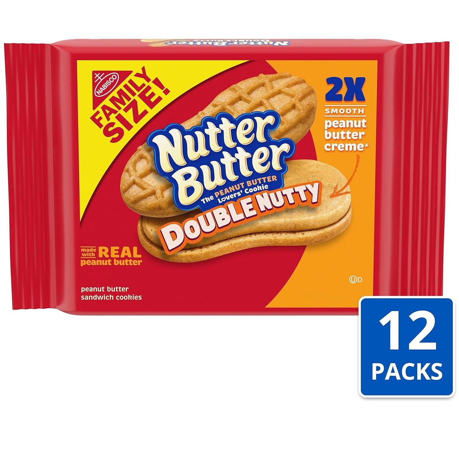 Family Size Double Nutty Peanut Butter Cookies - 12 Packs of Deliciousness