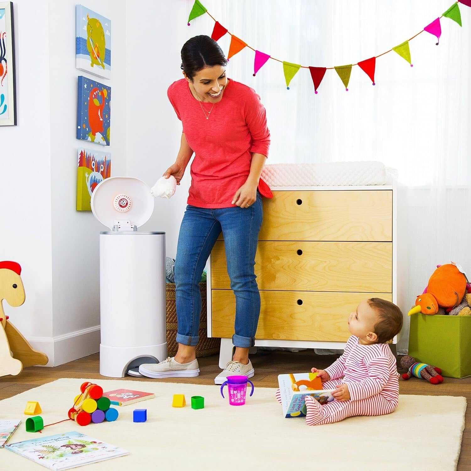 Elegant STEP Diaper Pail with Arm & Hammer Technology for Odor-Free Nurseries