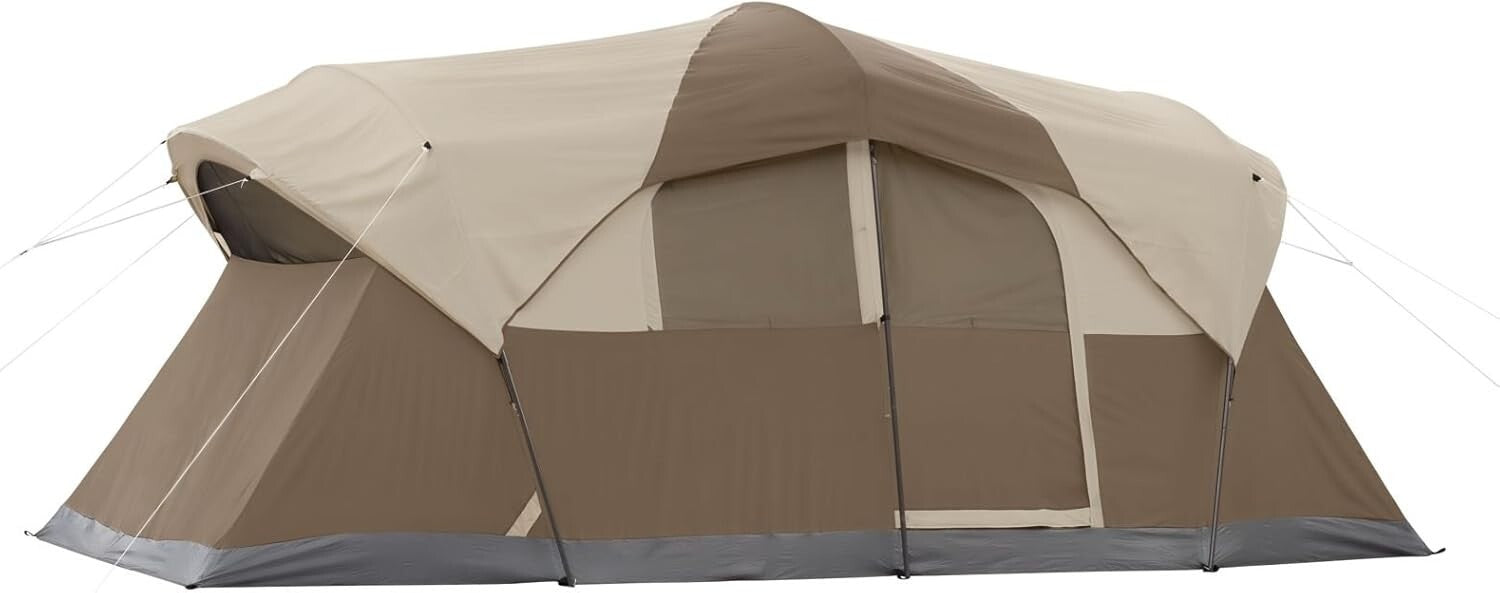 All-Season 10-Person Tent with Rainfly and Room Divider for Family Comfort