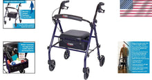 Load image into Gallery viewer, Comfortable Steel Rollator Walker with Backrest and Storage, Height Adjustable