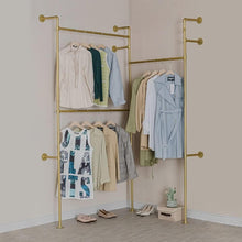 Load image into Gallery viewer, Industrial Style Wall-Mounted Clothes Rack - Gold Finish 330.7 lb Capacity