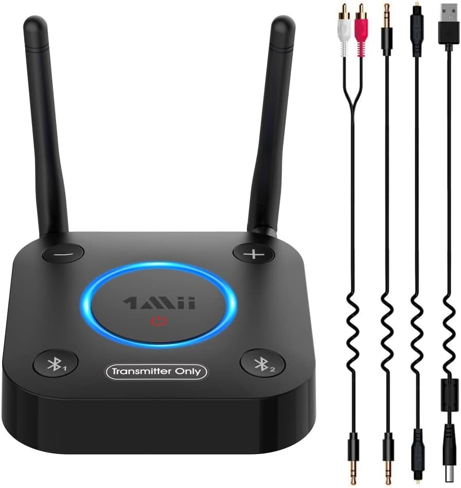 Compact Bluetooth Transmitter for TV - Supports Two Headphones Simultaneously