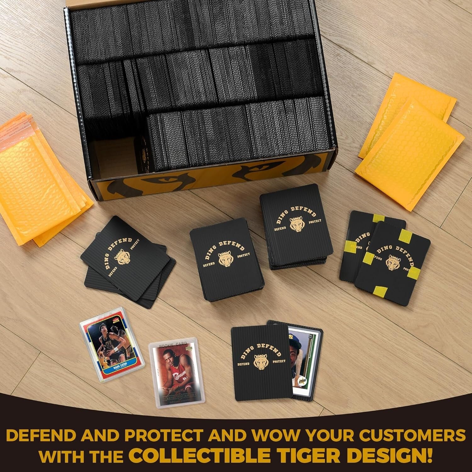 510 Pack Premium Tiger Design Trading Card Protectors for Secure Shipping