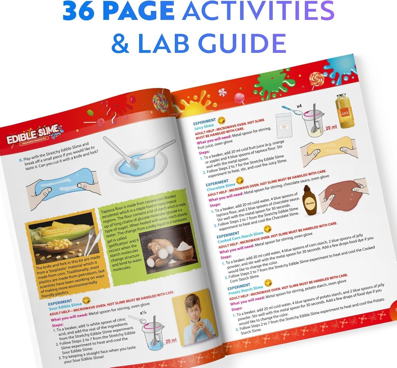 Edible Slime Candy Making Science Kit - 25 Fun Experiments for Kids Aged 8-12