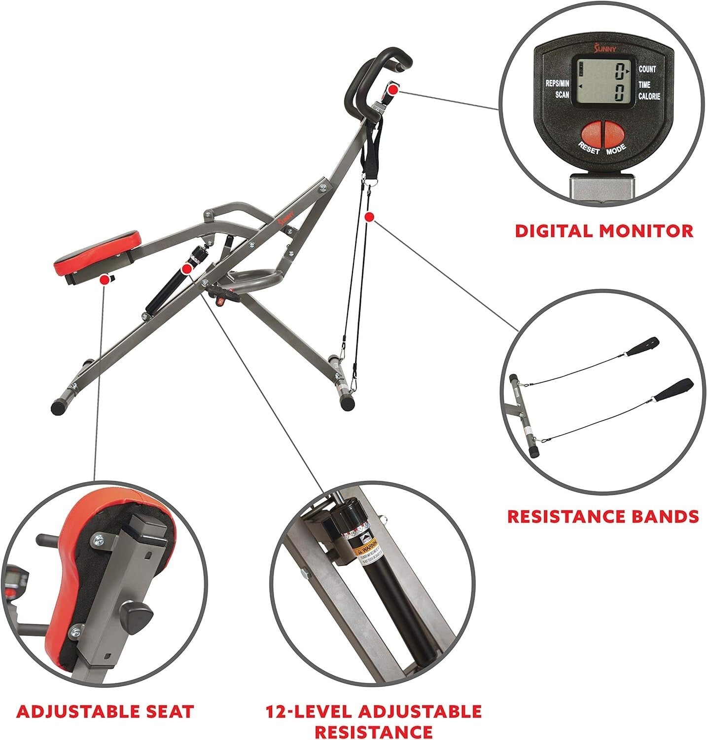 Row-N-Ride PRO Full-Body Squat Machine with Resistance Bands & App Access