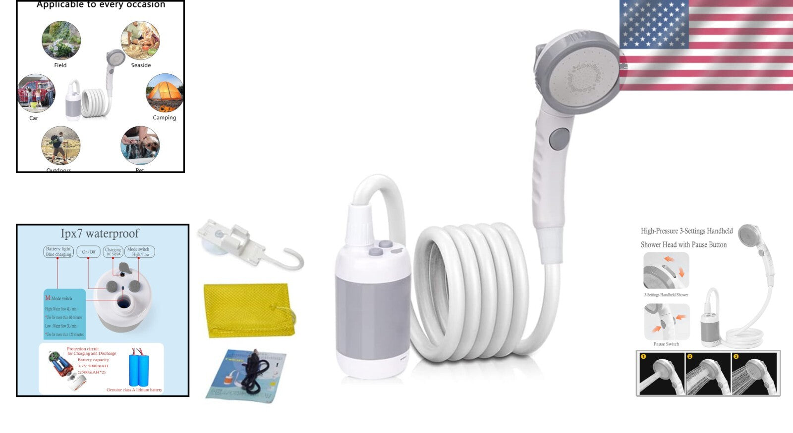 Multiple-Use Portable Electric Shower - Perfect for Camping, Washing Pets & Cars