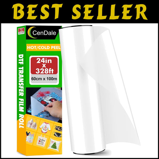 Premium Double-Sided DTF Transfer Film Roll 24" x 328ft for Vibrant Prints