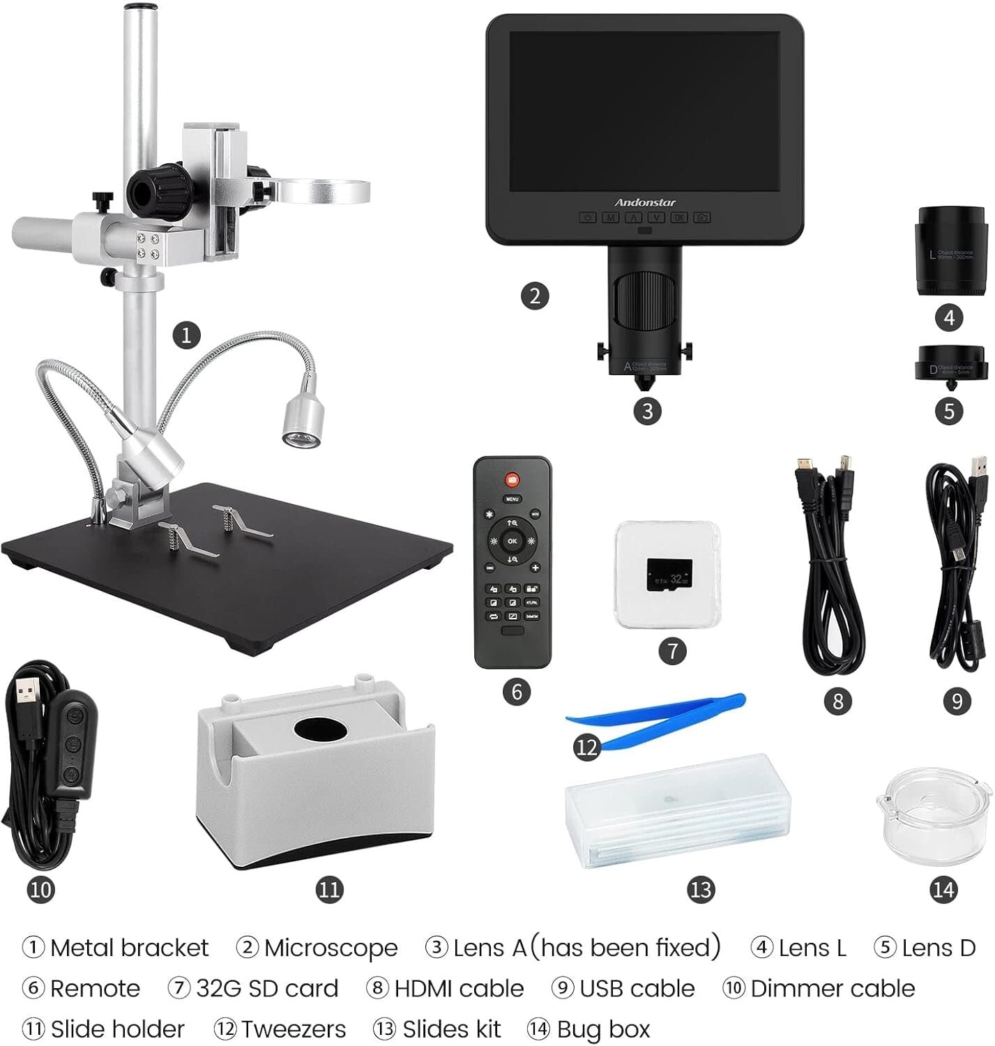 All-Purpose 2000x Microscope Kit with HD Video & LCD Display for Home & School