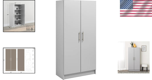 Versatile 2-Door Pantry and Garage Storage Cabinet, Adjustable Shelves 32" Wide