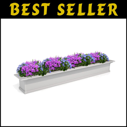 Durable 7ft Outdoor White Window Box with Double-Wall Design & Water Reservoir