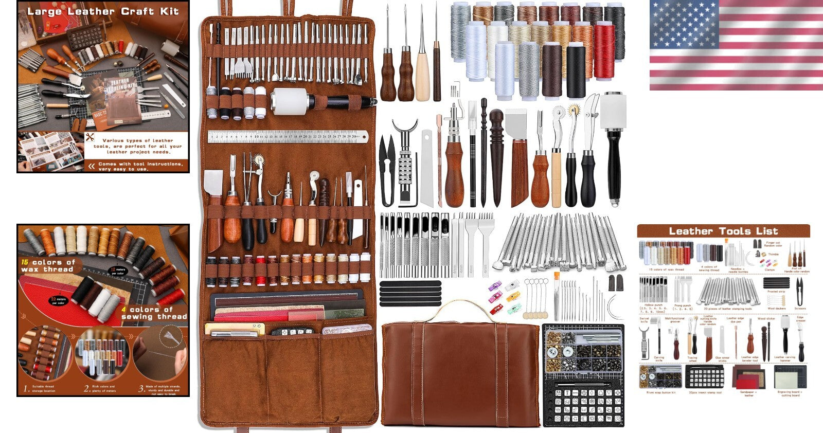 All-in-One Leather Craft Supplies Kit with Custom Handbag and Professional Tools