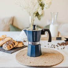 Load image into Gallery viewer, Milano 9-Cup Stovetop Moka Espresso Maker - Modern, Safe &amp; Stylish in Blue