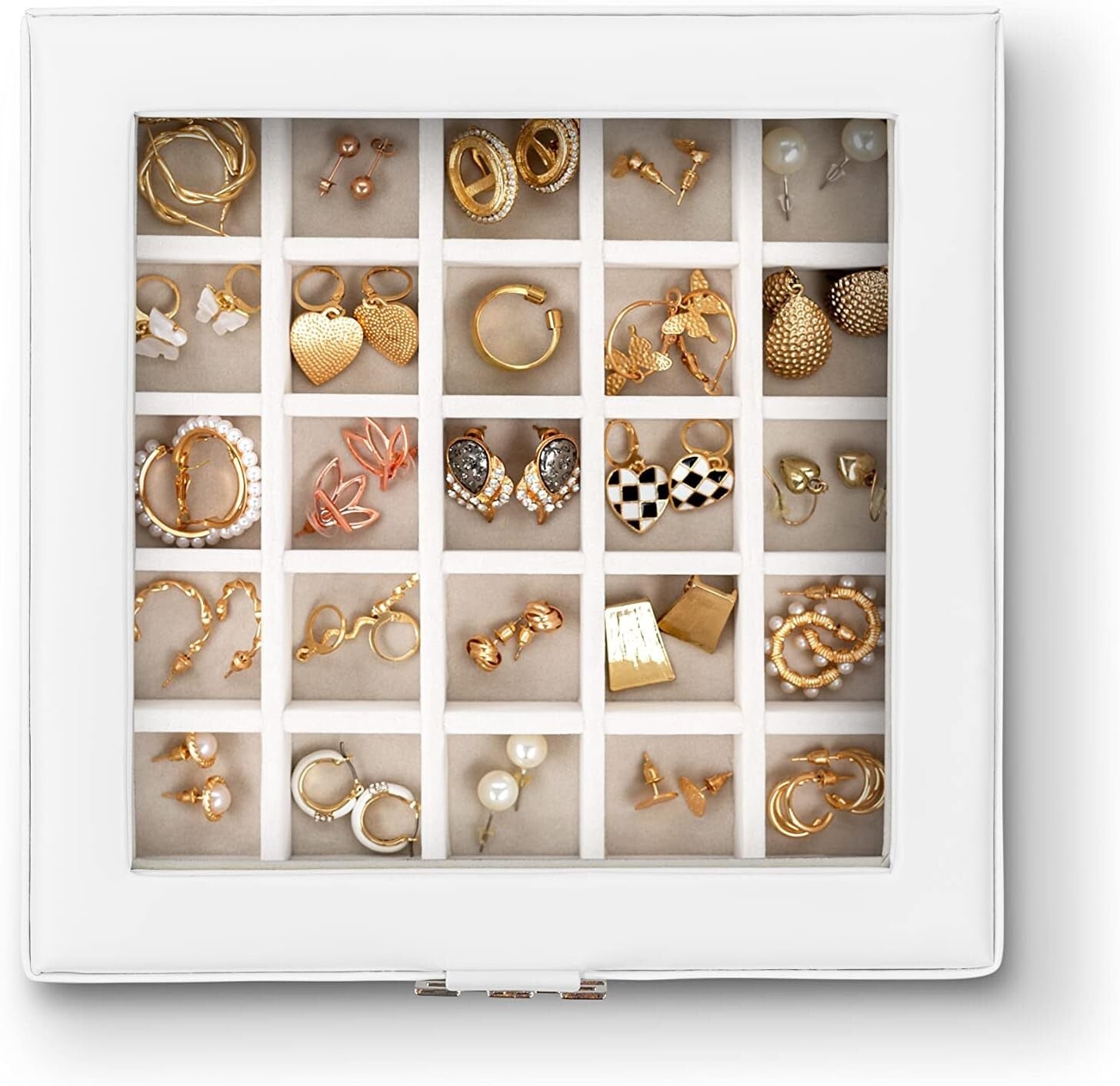 Elegant Earring Holder - 2 Layer Jewelry Box with 50 Compartments & Gift Box