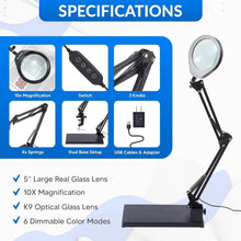 Load image into Gallery viewer, Versatile 2-in-1 10X Magnifying Lamp - Ideal for Sewing, Crafting, and Reading